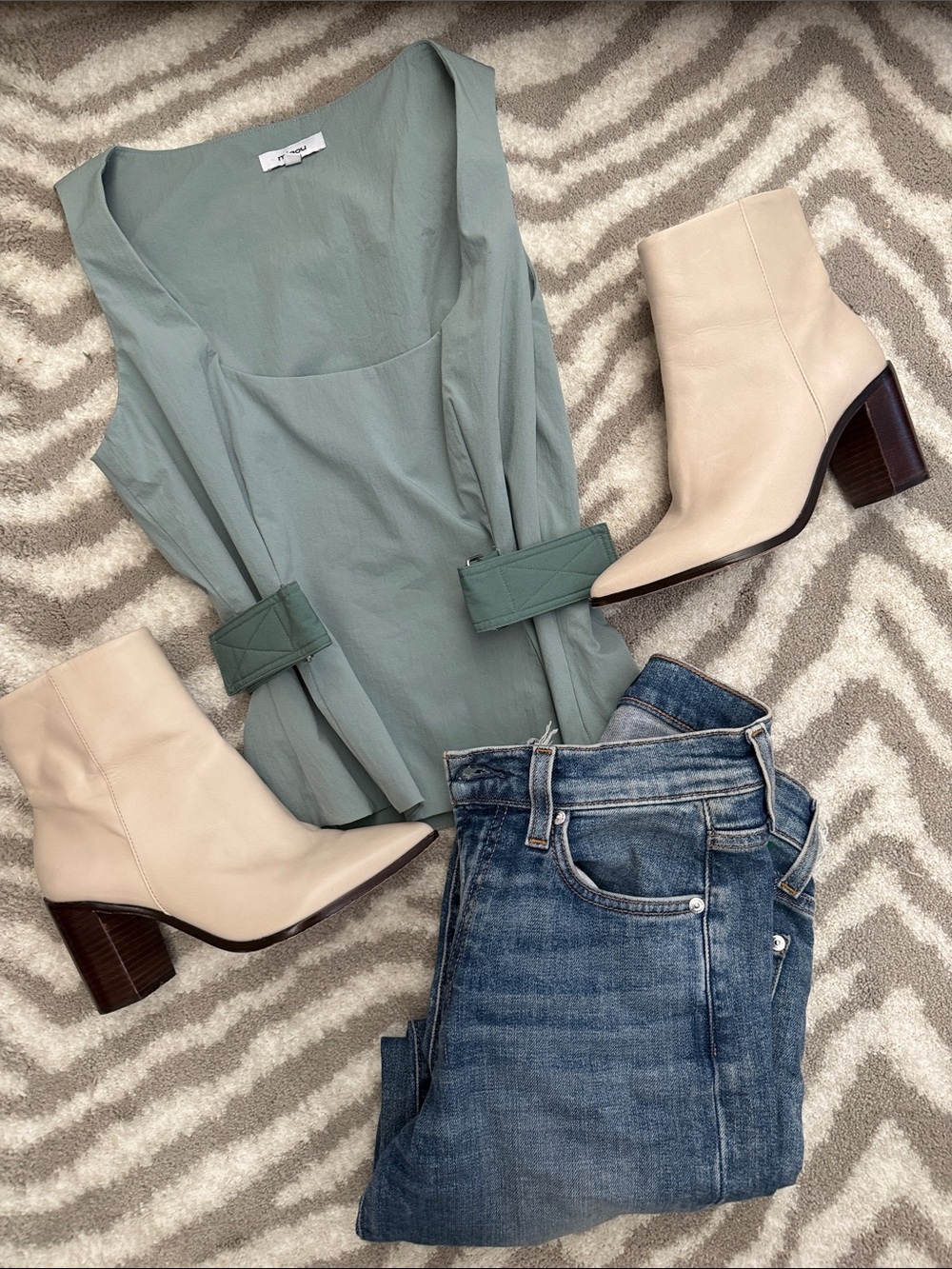 Miaou Square-Neck Tank Top in Sage